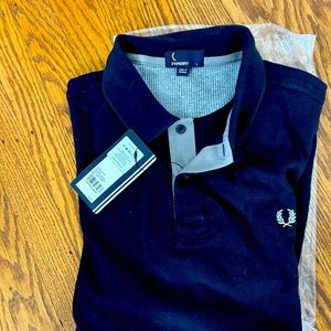 Fred Perry new, Men’s all cotton blue long sleeve polo shirt. Large size